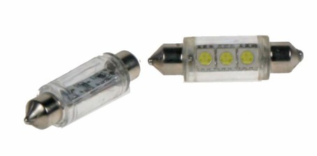LED žárovka 12V s paticí sufit(39mm) bílá, 3LED/3SMD