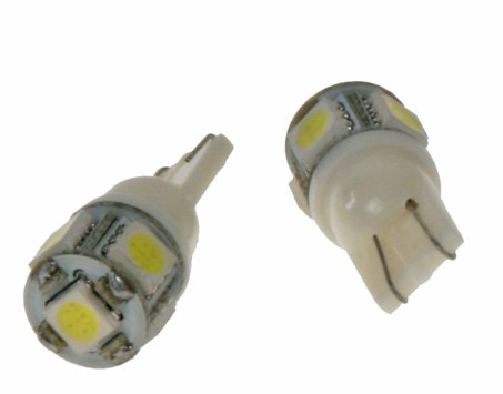 LED žárovka 12V s paticí T10 bílá, 5LED/3SMD