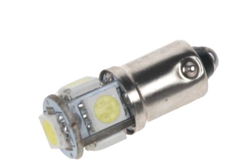 LED žárovka 24V s paticí BA 9s bílá, 5LED/3SMD