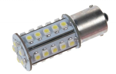 LED žárovka 12V s paticí BA 15s bílá, 30LED/1SMD